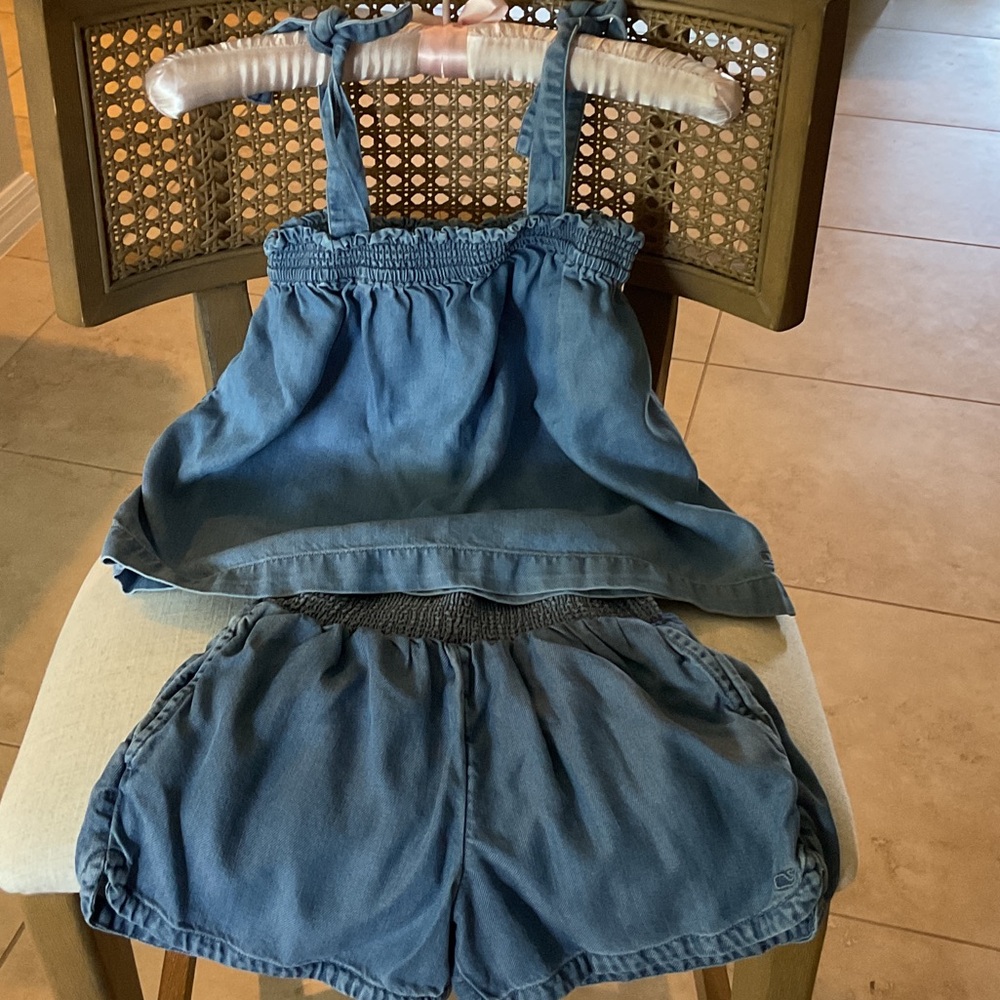 Vineyard Vines Kids Blue Denim Shorts Set